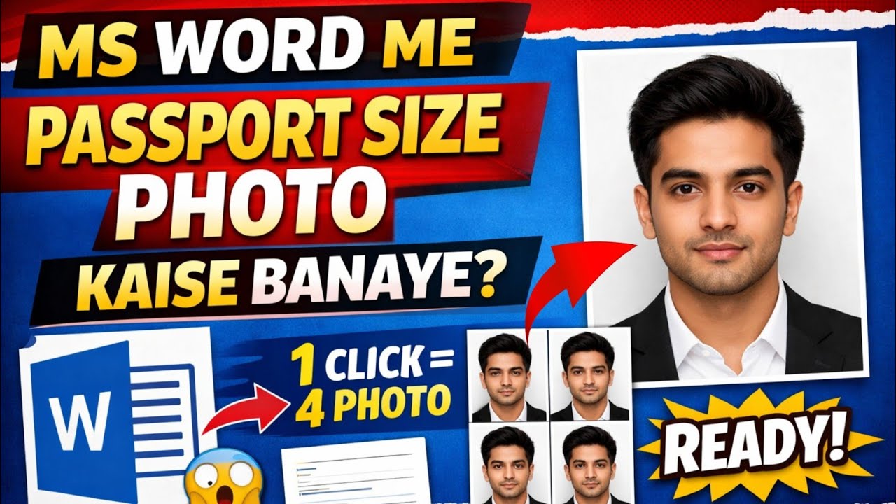 How to make passport size photo in Microsoft word | MS Word Me Passport Size Photo Kaise Banaye ? 