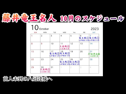 【藤井聡太 2023年10月の対局】八冠達成まであと1勝！さらに竜王戦が開幕