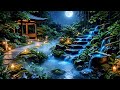 The Most Peaceful Night in Japan 🌙 Bamboo Forest, Waterfall & Lantern Sounds