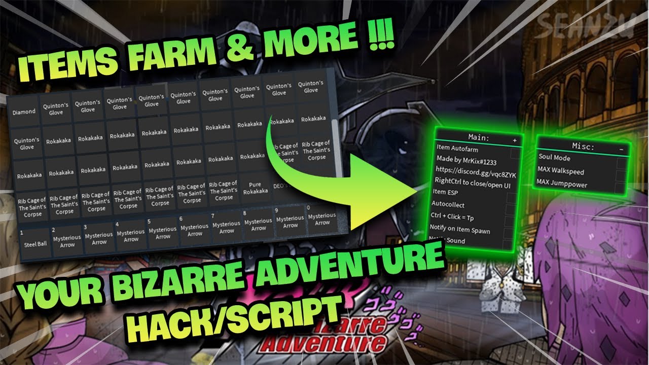 Your Bizarre Adventure YBA Full Auto Farm, Tp Item and God Mode