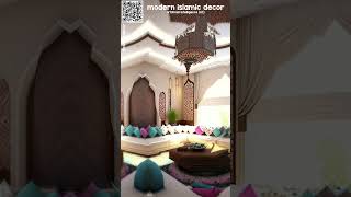 تصميم ديكور مودرن اسلامي بالذكاء الاصطناعي لغرفة معيشة وغرفة نوم - Modern Islamic interior design