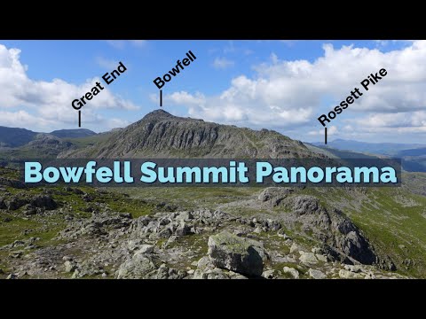 Bowfell - Fully Labelled Summit View Panorama. Lake District Walks & Hiking