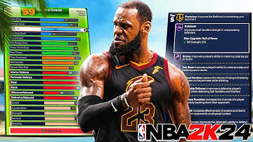 NBA 2K24 LEBRON JAMES BUILD - HOF BULLDOZER, 93 DUNK, 86 THREE, 92 POST CONTROL - DEMIGOD BUILD