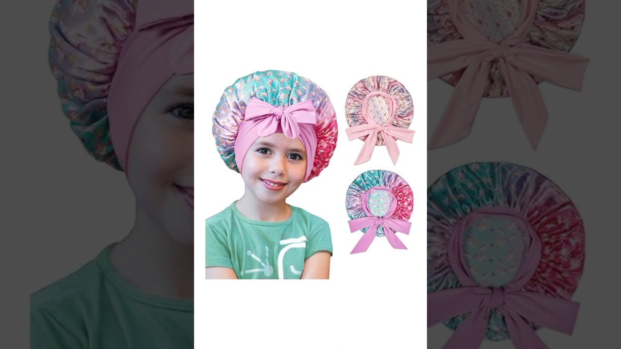 2pcs kids satin sleep bonnet soft, adjustable & cute hair protection 