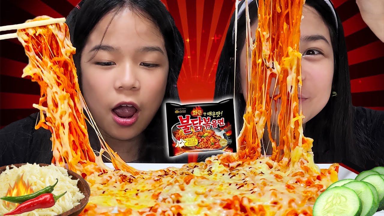 CHEESY SPICY NOODLES MUKBANG 먹방 | Samyang Buldak Spicy Ramen