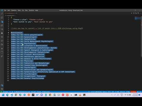 how to convert list of words to json dictionary using regex