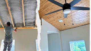 How We Installed a Tongue and Groove Ceiling (Light Holes, Stain, Shellac, Face Nailed)