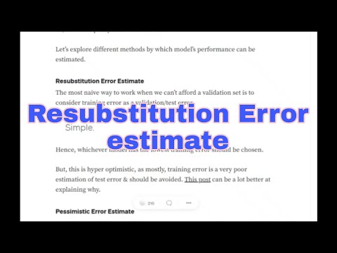 What is Resubstitution Error estimate ?