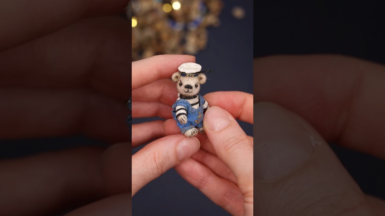 Miniature Teddy bear with clothes • Cute • Artist Paiting Mini Tiny Collectible toy Doll house Bears