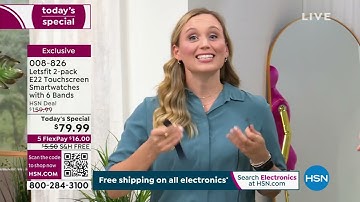 Letsfit E22 1.83" Black Bluetooth Smartwatch 2pack with ...