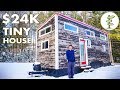 Young Man Builds $24K Tiny House + Winter Living Experience & Tour