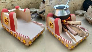 Make a free gas pressure Stove out of clay🫕🫕|Primitive Skills | clay stove | New Technology🇵🇰