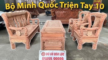 Bàn Ghế Gỗ Hương - Minh Quốc Triện - Bộ Minh Quốc Triện Tay 10 Gỗ Hương | Đồ Gỗ Đồng Kỵ Bảo Lộc