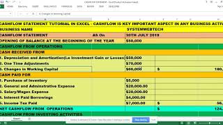 CASHFLOW STATEMENT TUTORIAL IN EXCEL