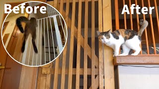 I took measures because the cat easily jumped over the pet gate with 121 cm height[DIY]