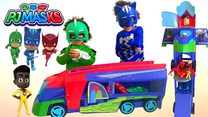 PJ Masks Transforming 2 in 1  Mobile HQ with Coko's Toy Family #pjmasks