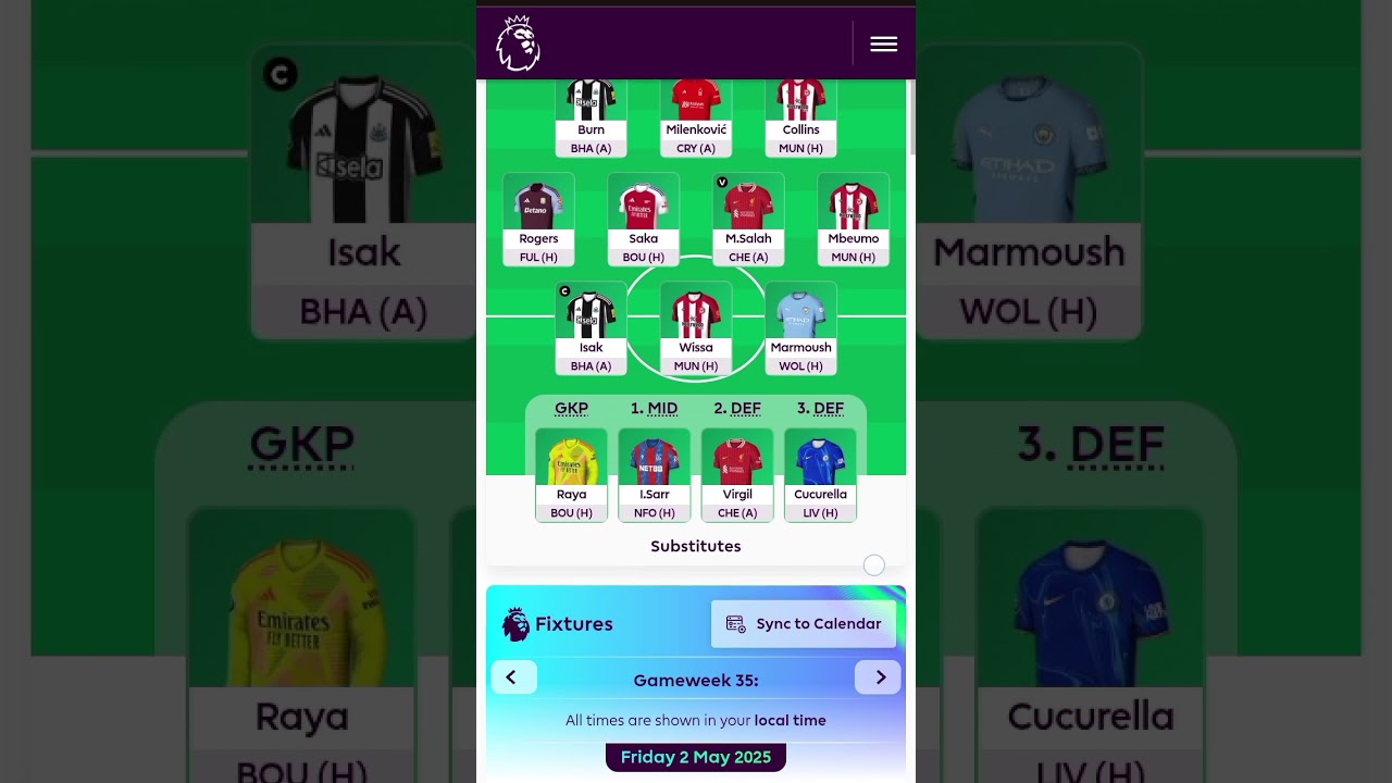My FPL GW35 Reveal