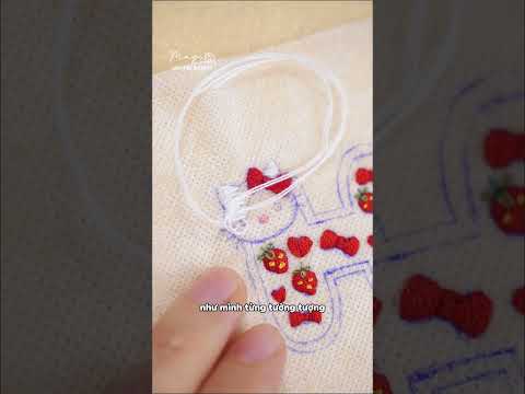 Thêu hình Hello Kitty - Học thêu cùng Tiệm Tạp Hóa Nhà May