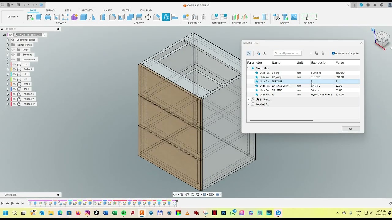 fusion 360, How to make parametric kitchen drawer cabinet