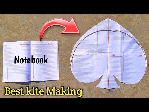how to make notebook paper kite , pan shape kite making , heart kite making , patang kese banate hai