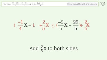 Solving Linear Inequalities: (2-7X)/4-(3-X)/2+X is Smaller Than or Equal to 6-(2X+1)/5
