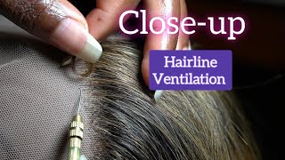 CLOSE-UP/Slow down speed: How To Ventilate A Natural Looking Hairline (Spacing/needle size)