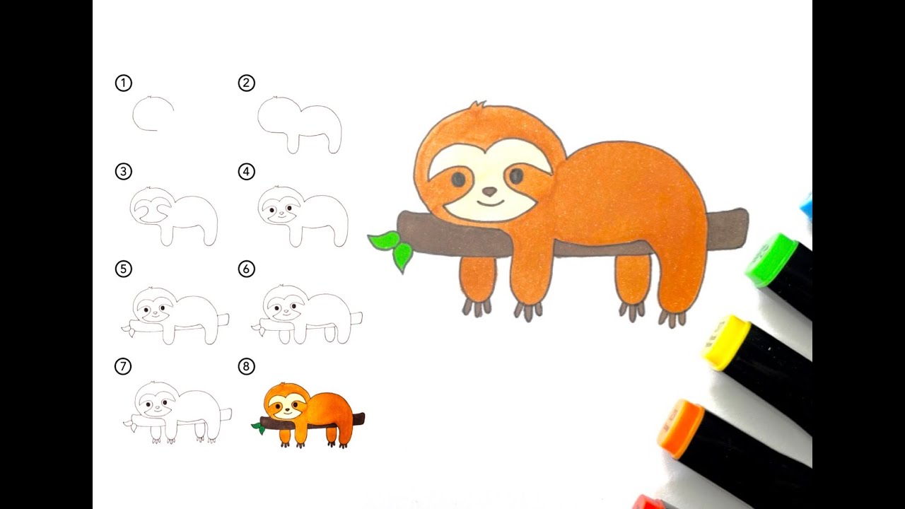 HOW TO DRAW A SLOTH EASY STEP BY STEP I FAULTIER ZEICHEN KINDERLEICHT
