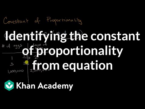 समीकरण से आनुपातिकता के स्थिरांक की पहचान करना | सातवीं कक्षा | खान अकादमी