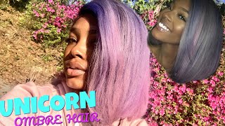 🦄 UNICORN OMBRE BOB! How I DYED My Hair Lavender, Soft Pink screenshot 1