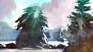 Over one hour of relaxing instrumental music and watercolor paintings of landscapes