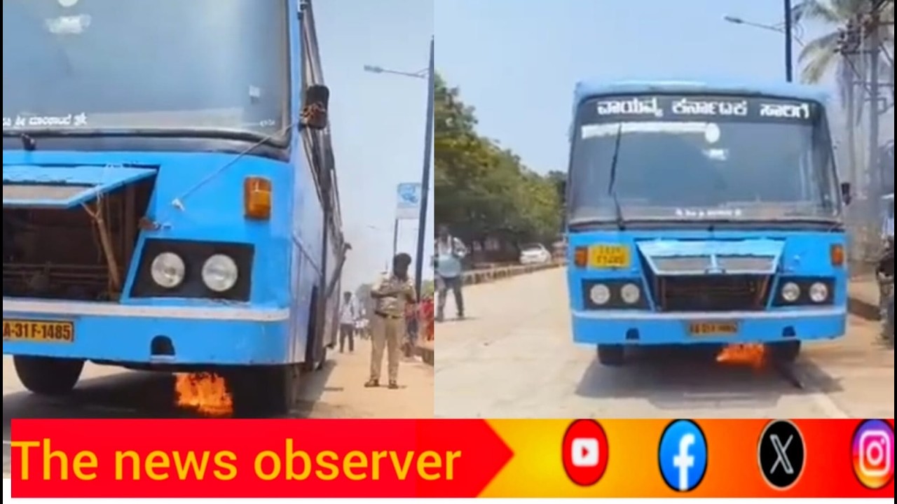 Passengers Escape Unharmed as KSRTC Bus Catches Fire Near Murdeshwar ...
