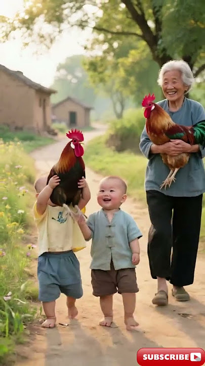 Babies Help Grandma with Chickens πΆπΆππ₯β€οΈ