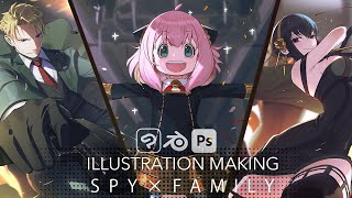 Spyxfamily Illustration Making スパイファミリー イラスト メイキング Youtube
