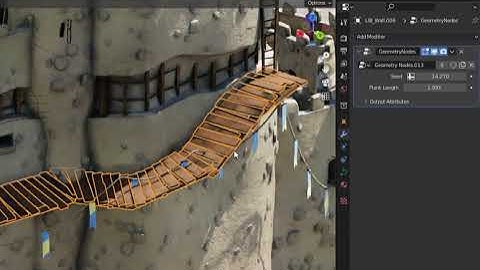 Blender : Showcase of procedural wooden footway using Geometry Nodes