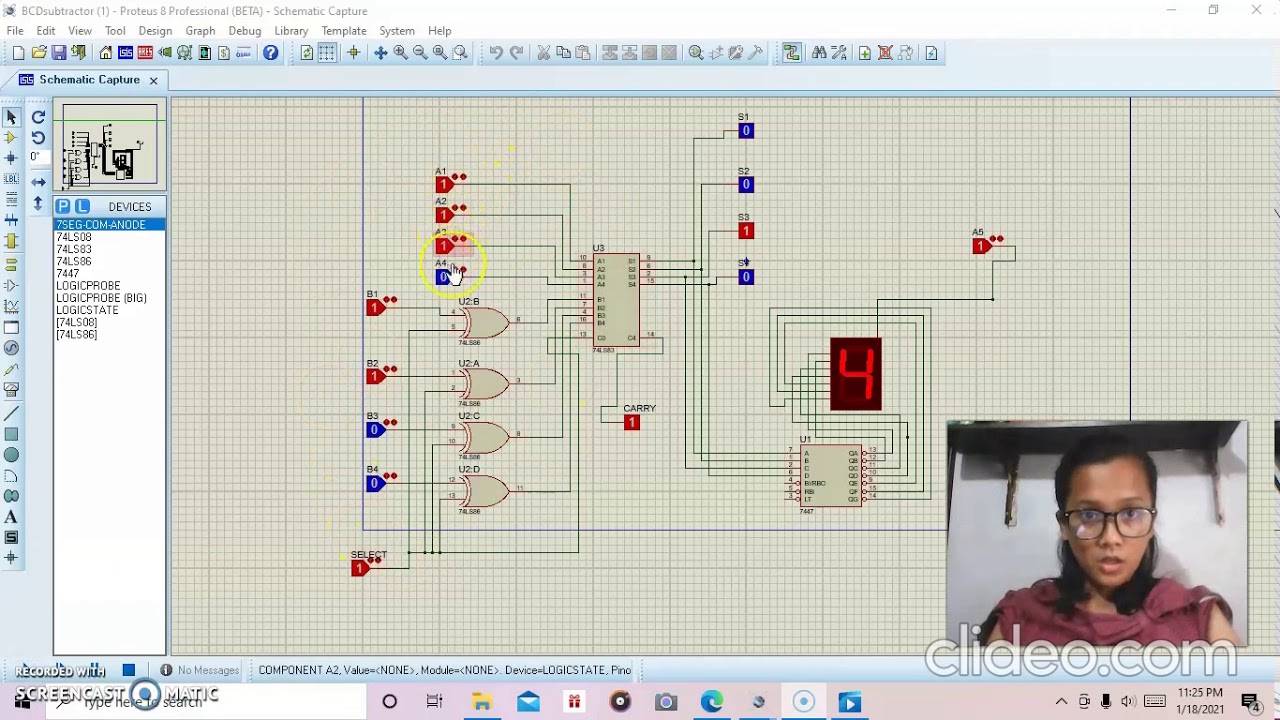 simulasi Proteus 8 BCD Subtractor - YouTube