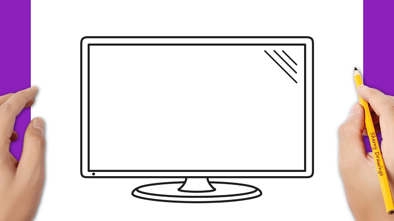 Black Line Computer Monitor  Illustration Stock Illustration   Illustration of drawing display 73282870