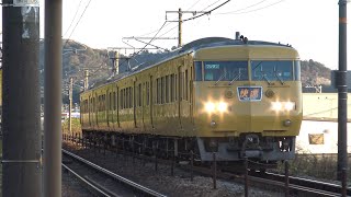 【4K】JR山陽本線　快速サンライナー117系電車　ｵｶE-08編成