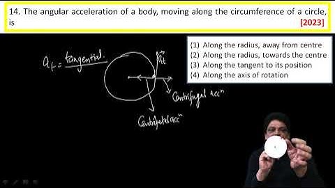 The angular acceleration of a body, moving along the circumference of a circle, is