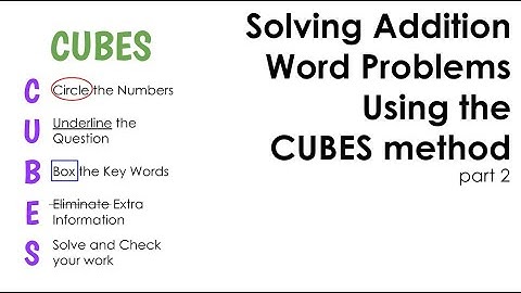 Solving Addition Word Problems Using the CUBES Method - Part 2