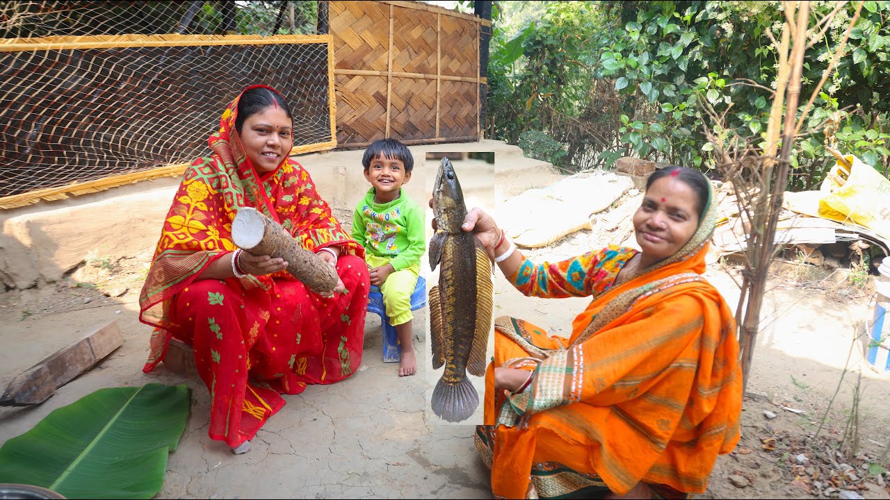 মান কচু দিয়ে মায়ের হাতের শীতের শোল  সাথে ঝাল ঝাল মোচার বড়া / Mankochu die siter sol, mochar bora