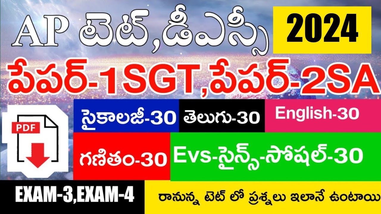 AP TET MODEL PAPER 2024 PAPER1 A SGT PAPER2 A SA LP IMP BITS LIVE