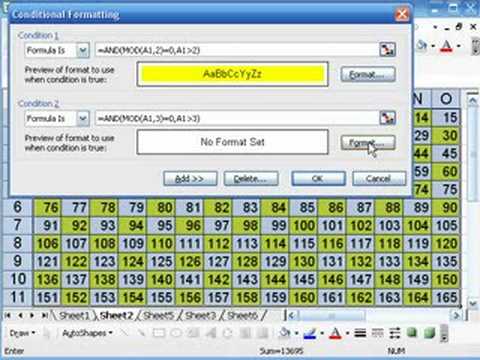 Excel for Math Classes: Sieve of Eratosthenes II