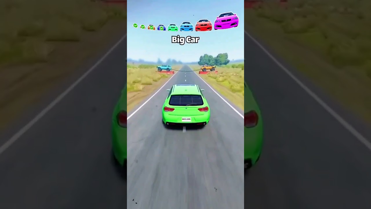 Big and Small Cars vs Chained Cars - Epic Size Challenge!
