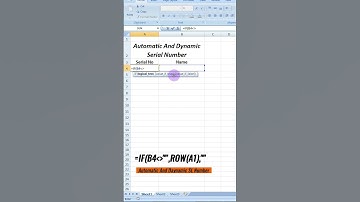 Automatic and Dynamic Serial Number II Shorts II Excel Shorts tips