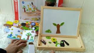 Magnetic Animal Puzzle with double-sided drawing board