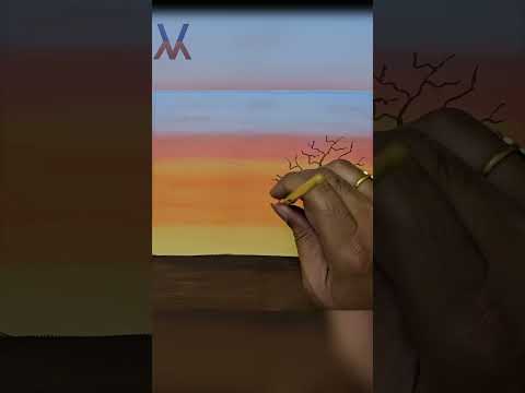 Painting a Pink Tree and Orange Sky and Sun