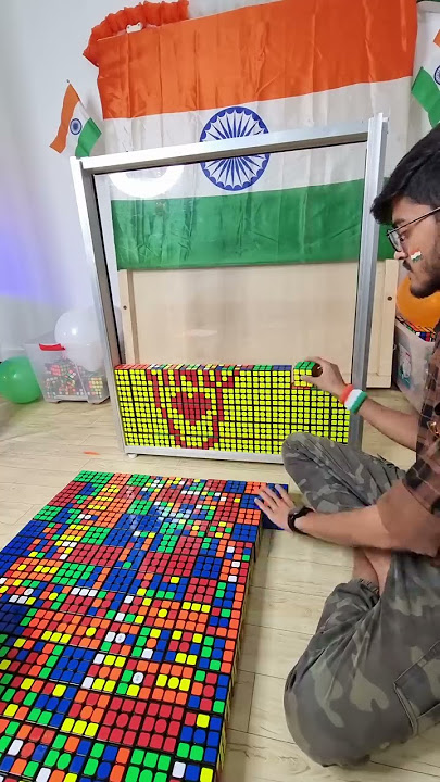 Happy Independence day 🇮🇳 | Double sided Rubiks cube mosaic art | #shorts #HarGharTiranga