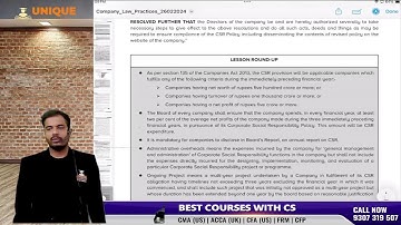 CSR REVISION FOR EXECUTIVE AND PROFESSIONAL STUDENTS | CS SHUBHAM ABAD