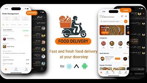 Food Delivery React Native User & Rider Apps Multi-Restaurant | UI Kit | Expo + CLI