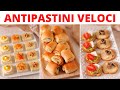 ANTIPASTI FACILI E VELOCI non banali -  TRIS DI TARTELLETTE - FAGOTTINI DI PASTA SFOGLIA - CROSTINI